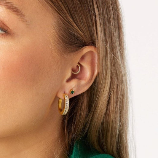Baguette Gemstone Hoop Earrings