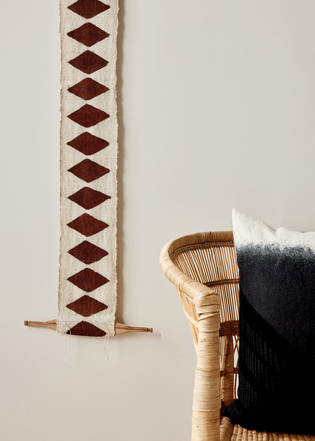 Balance Bogolan Totem in White with Brown Diamonds