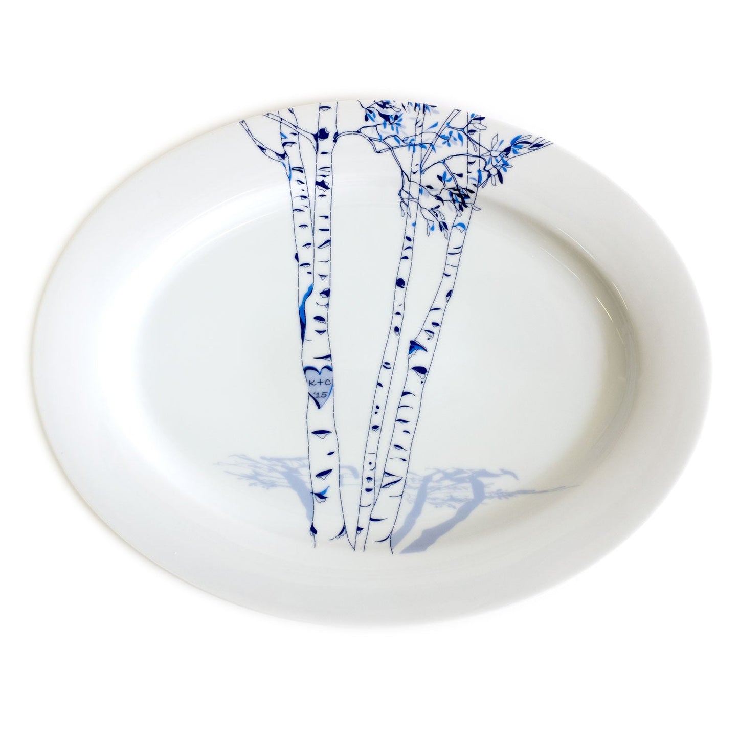 Nature-Inspired Birch Oval Platter – Custom Initials in Heart Design