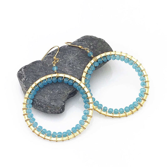 Blue Chalcedony Halo Earrings