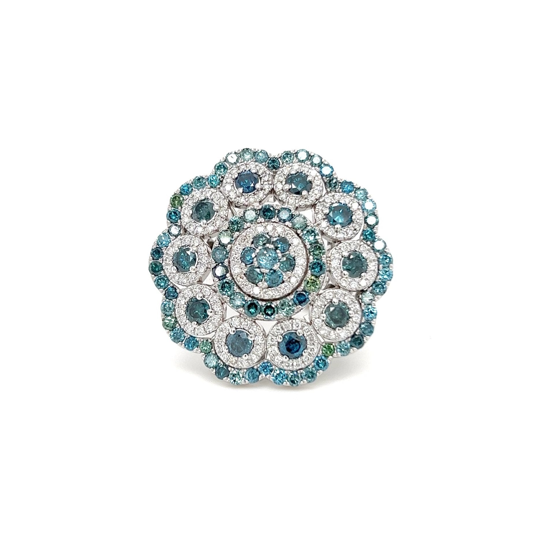 Blue Diamond Floral Ring