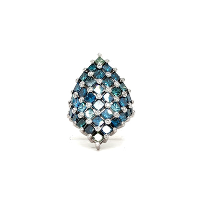 Blue Diamond Shield Ring