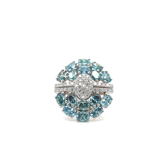 Blue & White Diamond Cocktail Ring