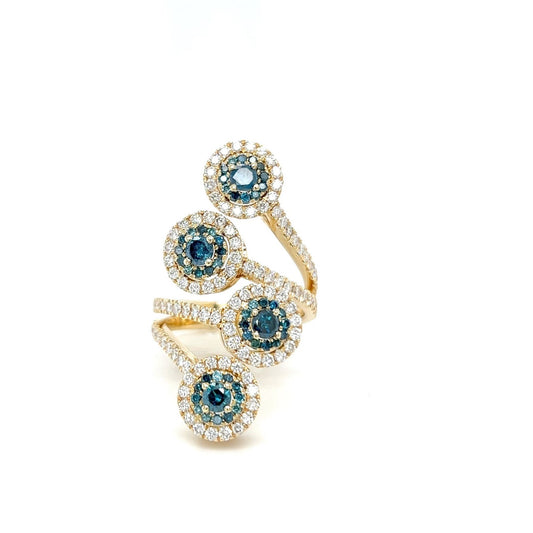 Blue & White Diamond Ring