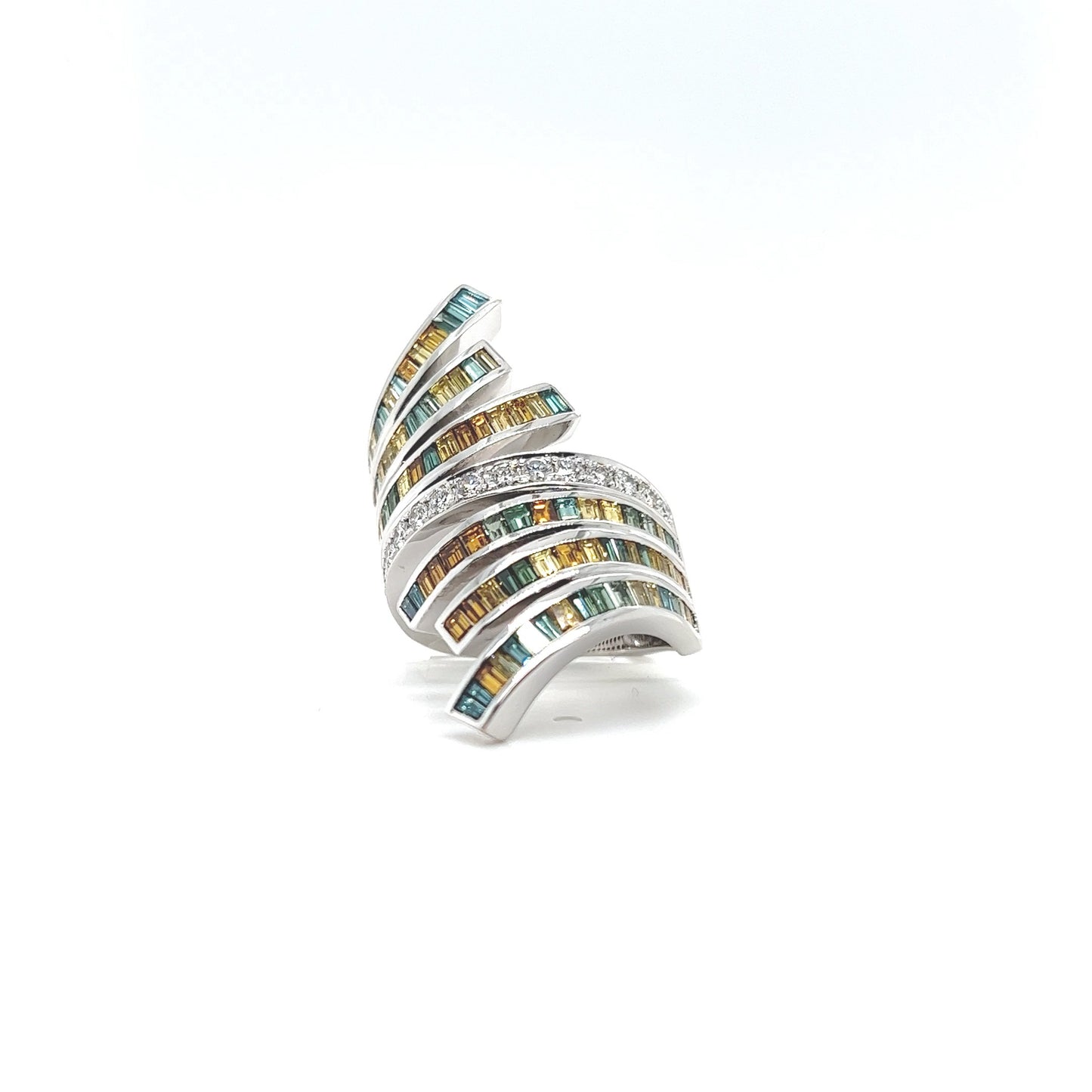 Blue & Yellow Diamond Modern Ring