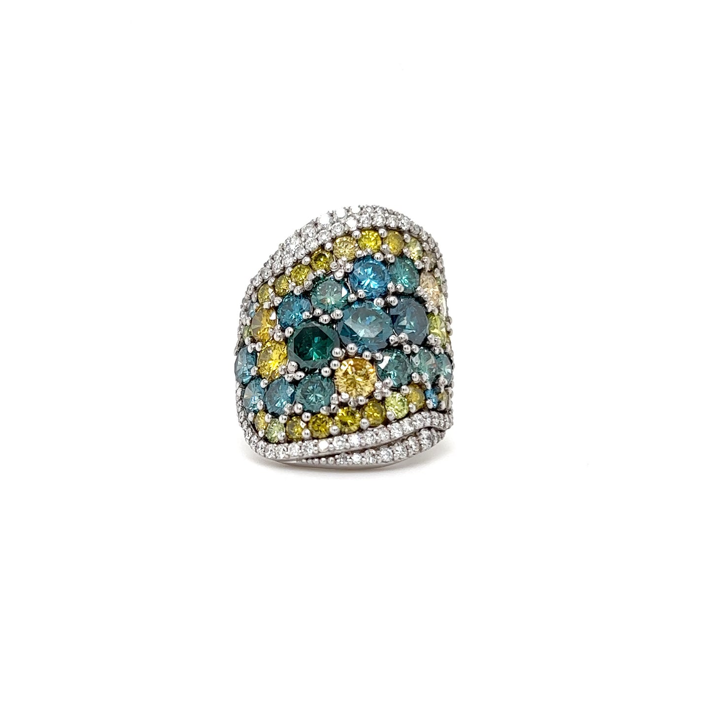 Blue & Yellow Diamond Wave Ring