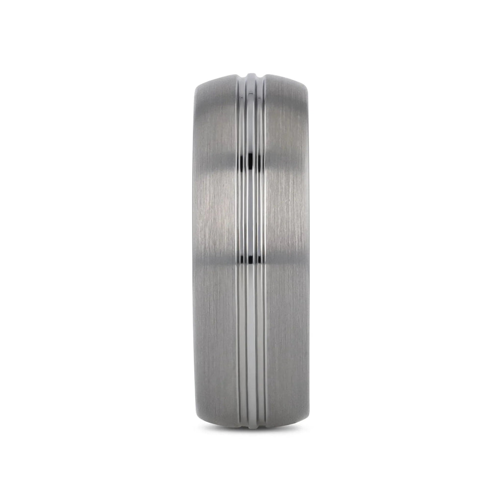 BOSS Tungsten Carbide Ring with Domed Center Groove and Brush Finish - 6mm & 8mm