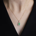 Black Opal Necklace Trapezoid Shaped Pendant 18k Yellow Gold
