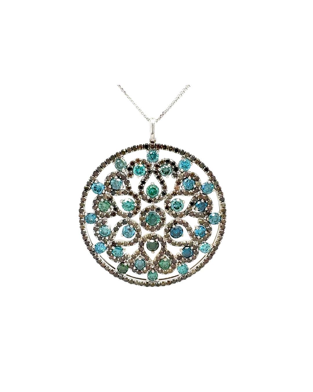 Brown and Blue Diamond Pendant