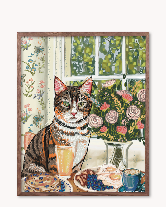 Tabby Cat With White - Build Your Pet Portrait Paper Print