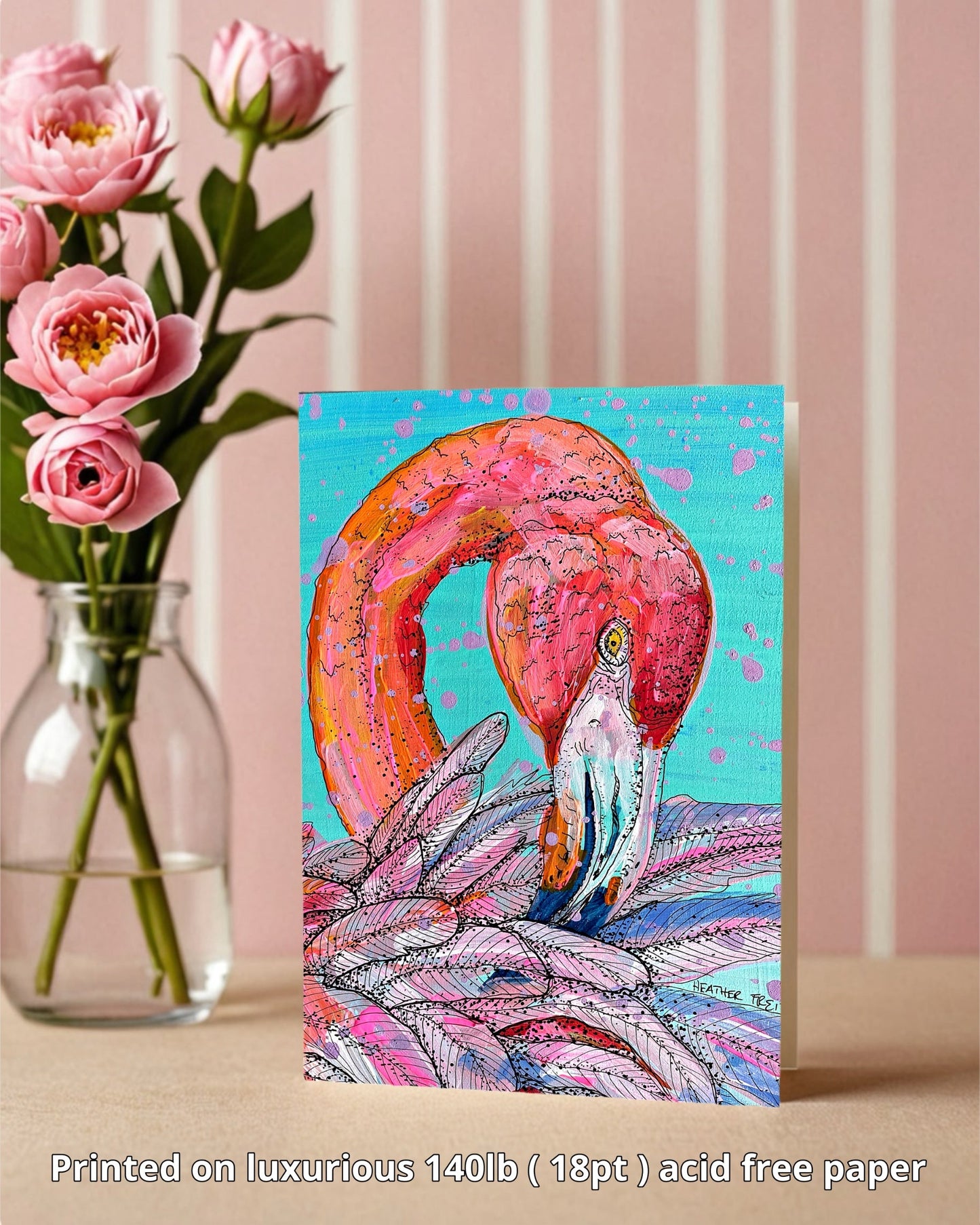 Garnet Flamingo - Greeting Card / Fine Art Print
