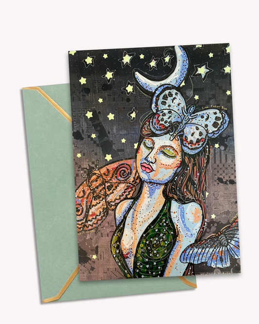 Moon Tides & Moth Flies - Greeting Card / Fine Art Print