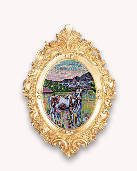 Cows On The Farm Framed Magnet ( Small )
