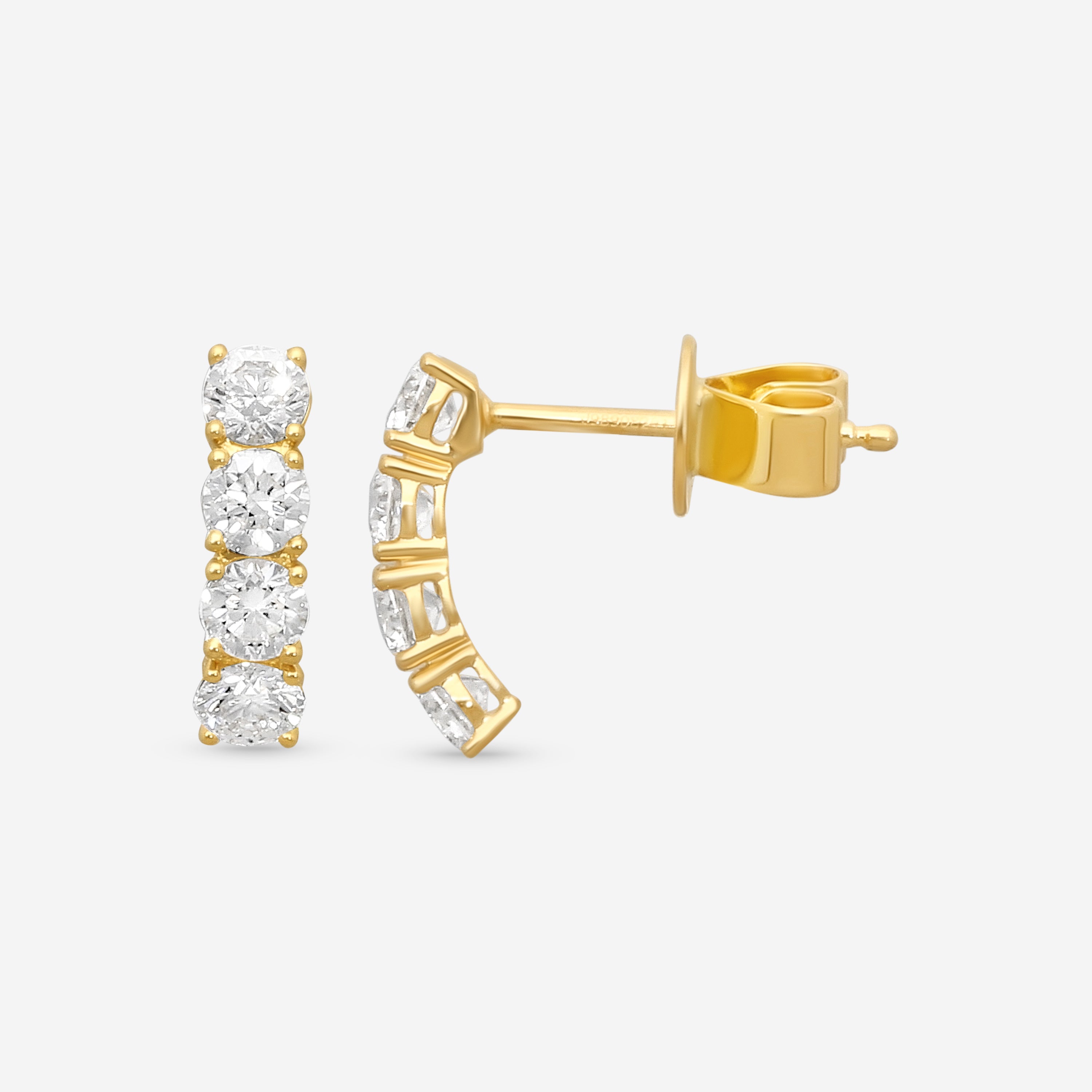 Memoire Essentials 18K Yellow Gold Diamond Half Huggie Earrings CEDD208