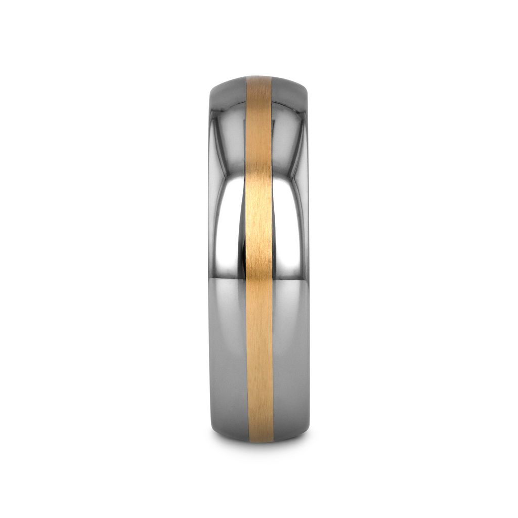 CENTURION 14K Gold Inlaid Domed Tungsten Ring 6mm or 8mm