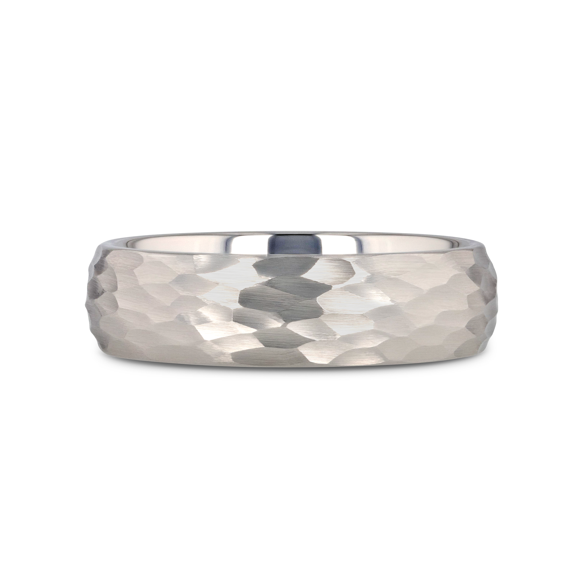 CHANDLER Domed Hammered Finish White Tungsten Ring - 6mm or 8mm