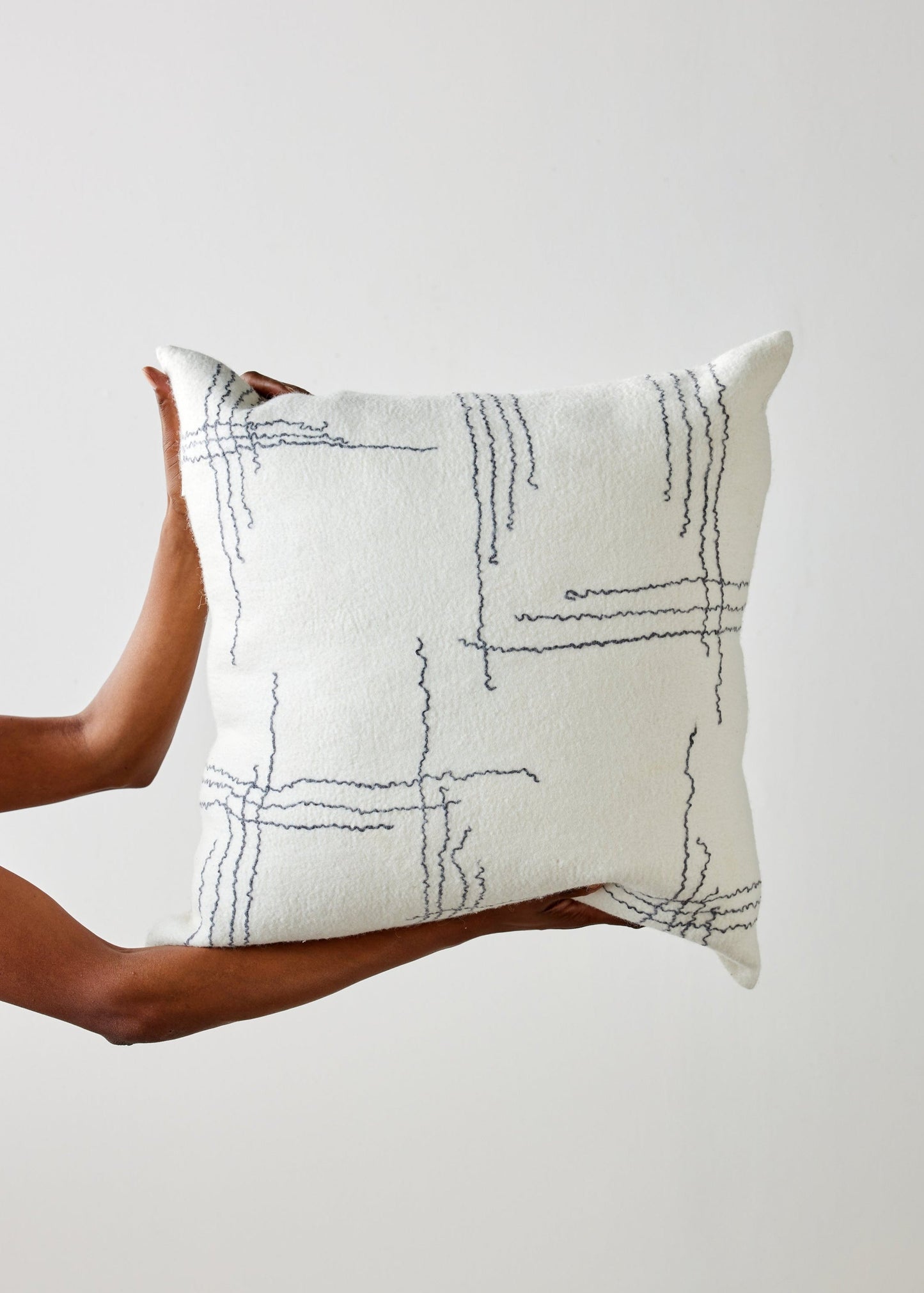 Linear Organic Wool and Silk Throw Pillow