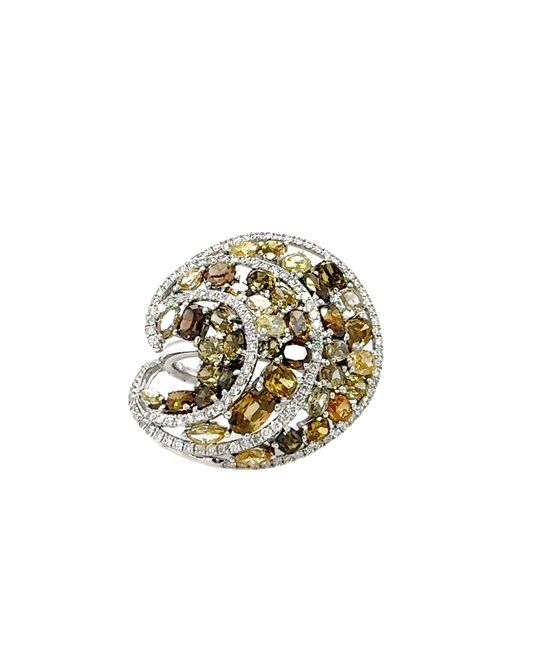 Cognac & Yellow "Sandstorm" Diamond Ring