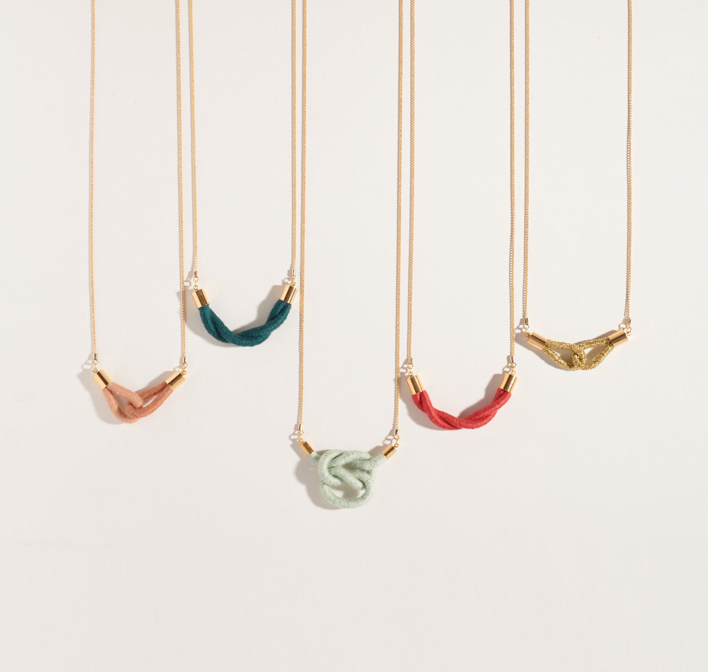 Square Knot Fiber + Chain Necklace