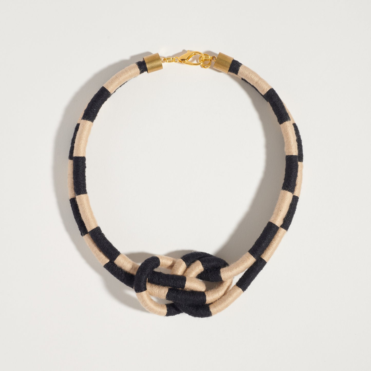 Double Dragon Checker Necklace in Sand/Noir