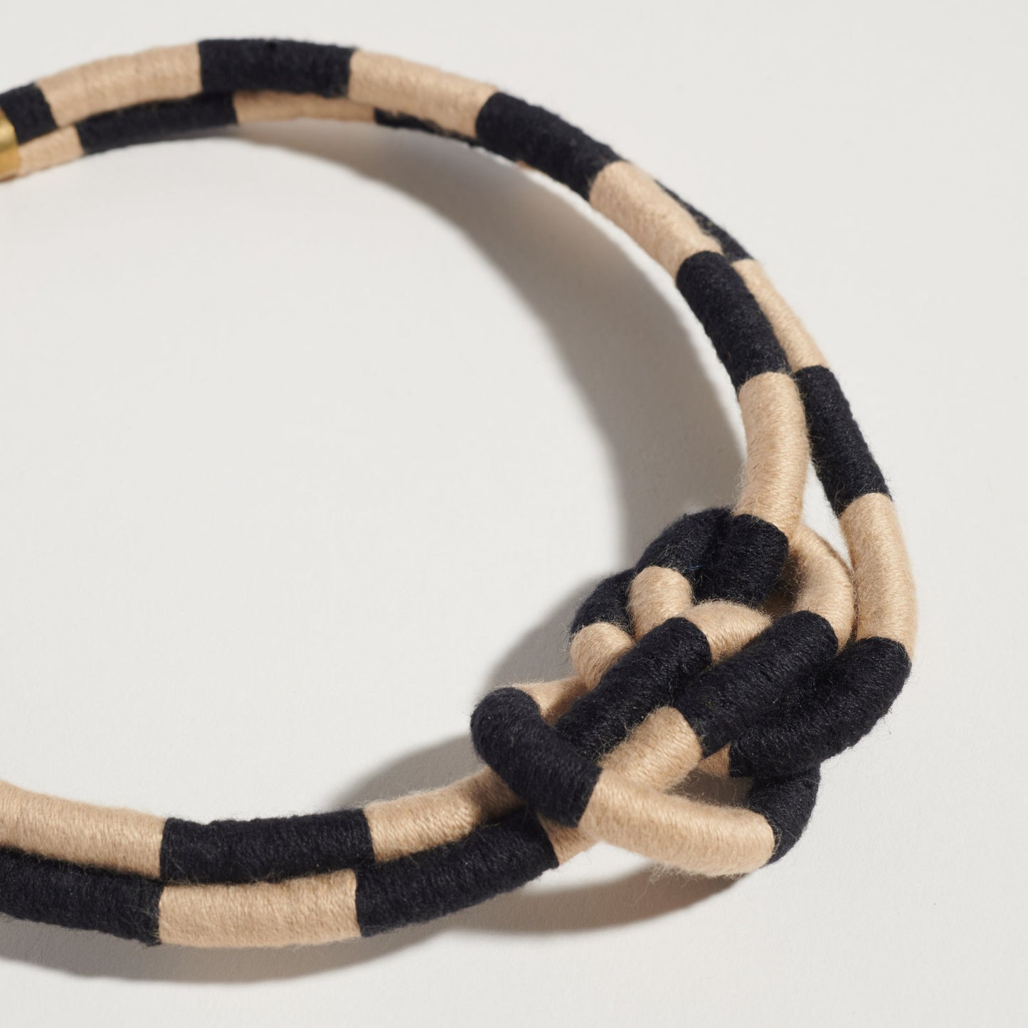 Double Dragon Checker Necklace in Sand/Noir
