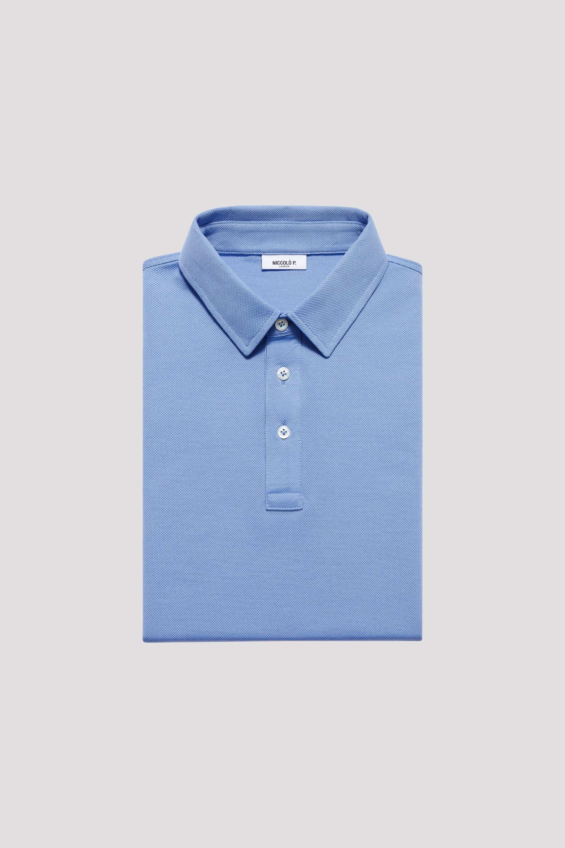 Medium Blue Egyptian Cotton Polo Shirt