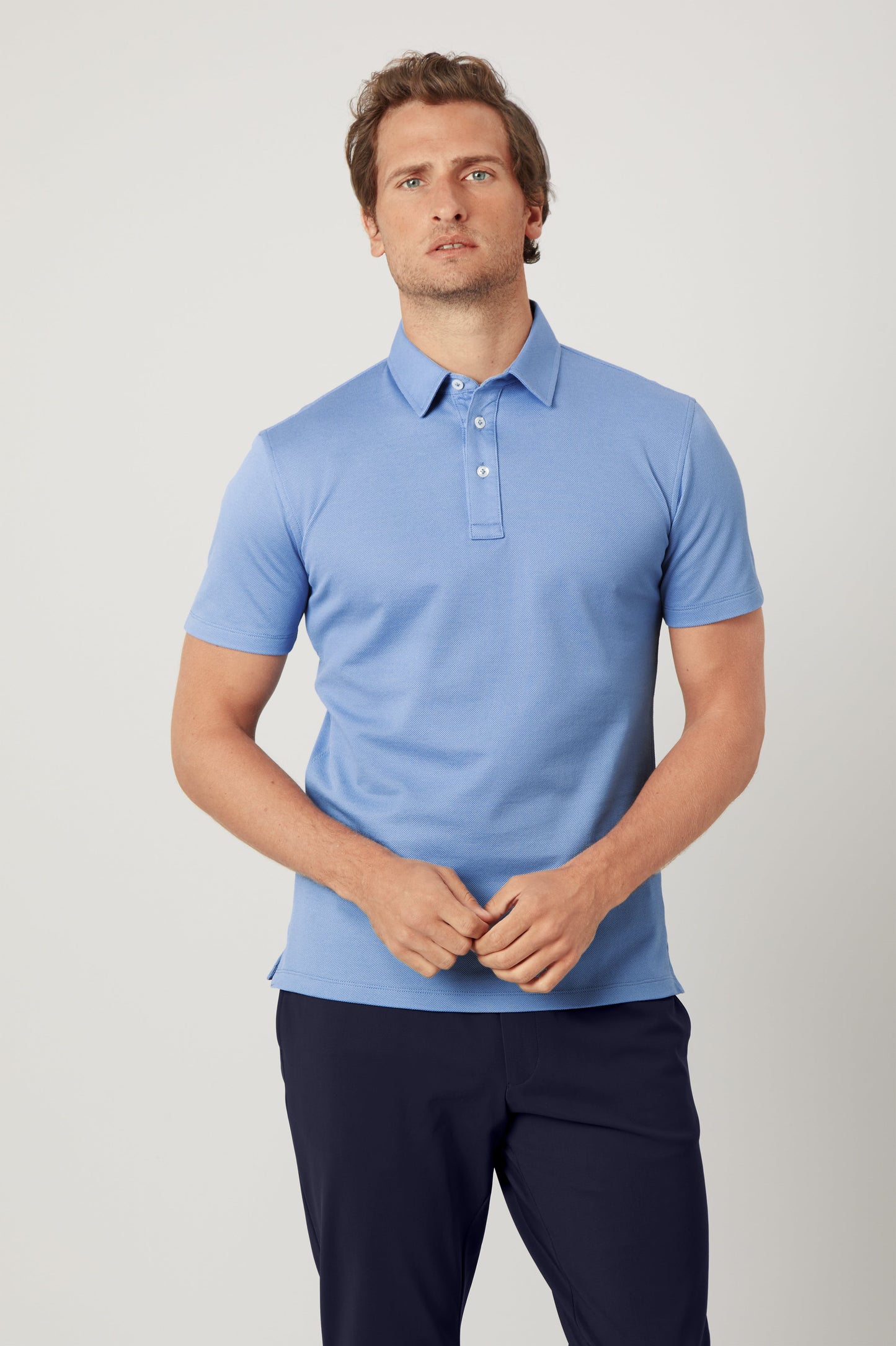 Medium Blue Egyptian Cotton Polo Shirt