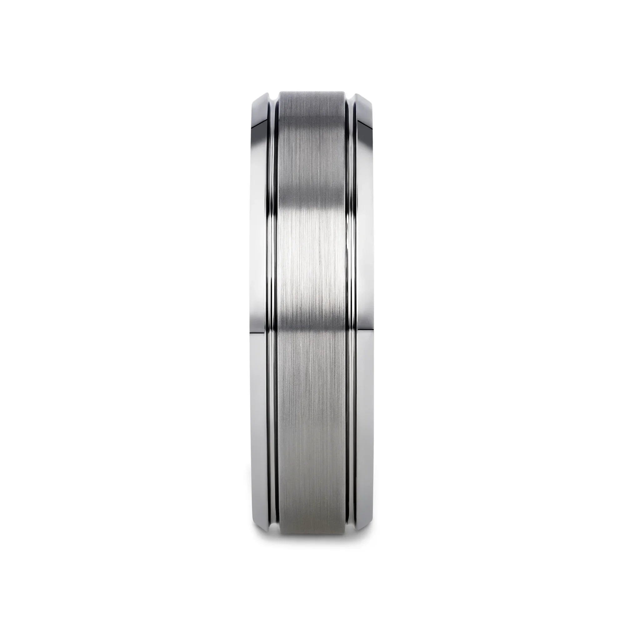 CRONUS Brushed Center with Polished Bevels Tungsten Wedding Band - 6mm & 8mm