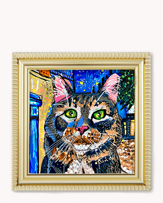 Night Dining Cat Magnet ( Medium )