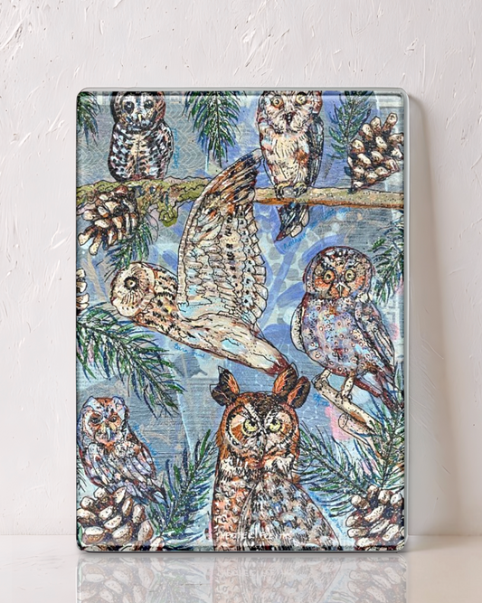 Owl Specimens Glass Cutting Board Trivet
