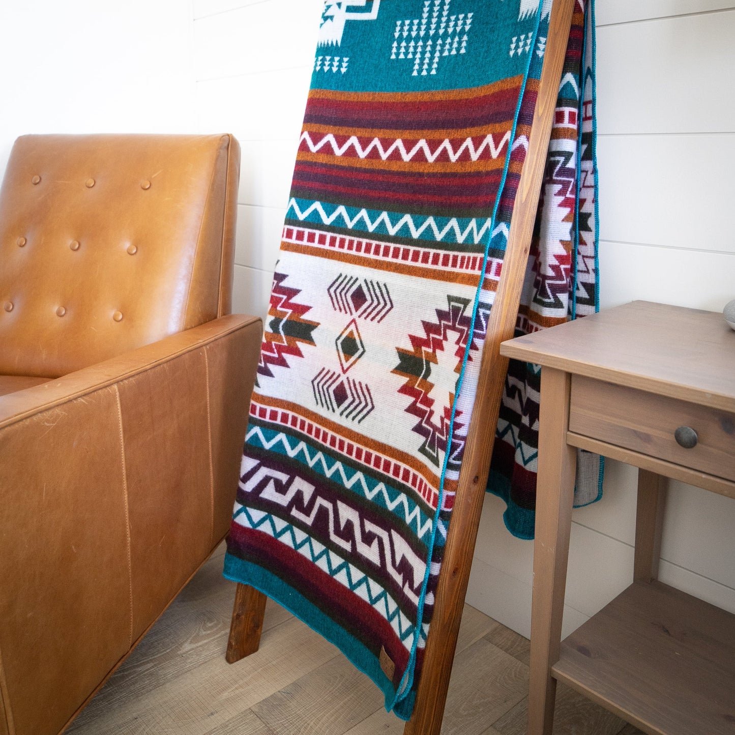 Andean Alpaca Wool Blanket - Turquoise