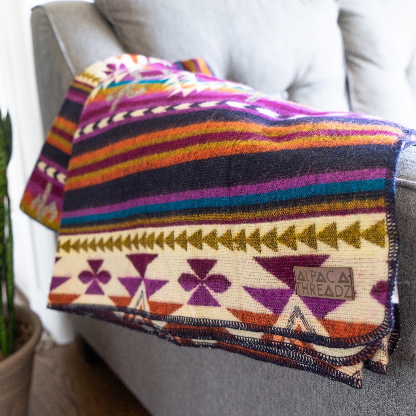 Andean Alpaca Wool Blanket - Amethyst