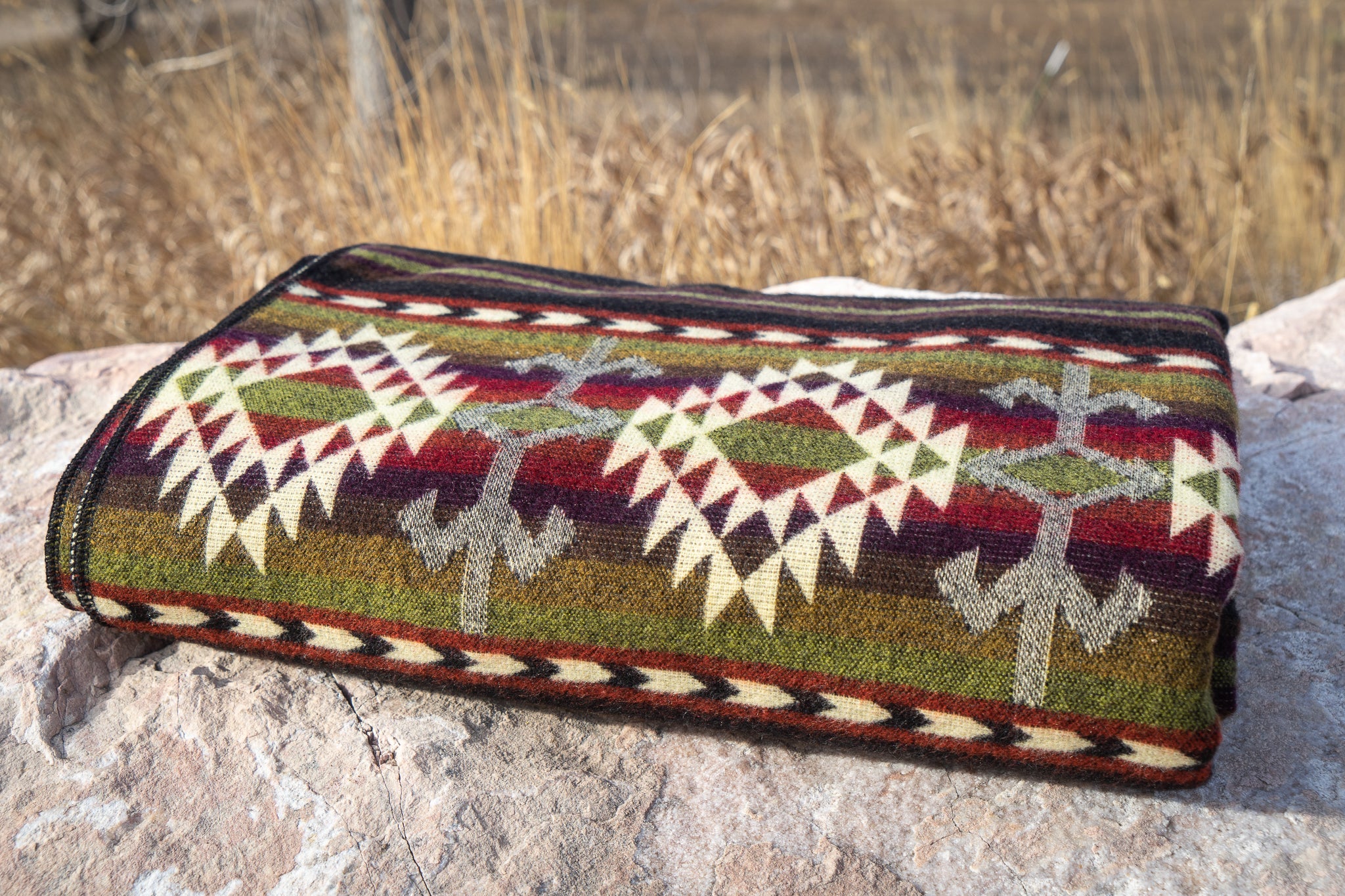 Andean Alpaca Wool Blanket - Cactus