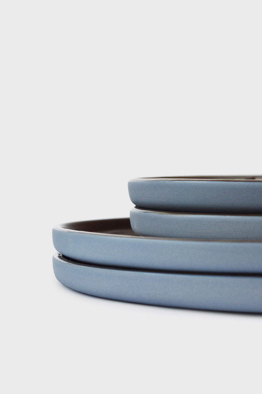 Handmade Porcelain Dinner Plates. Forget-me-not/Chocolate