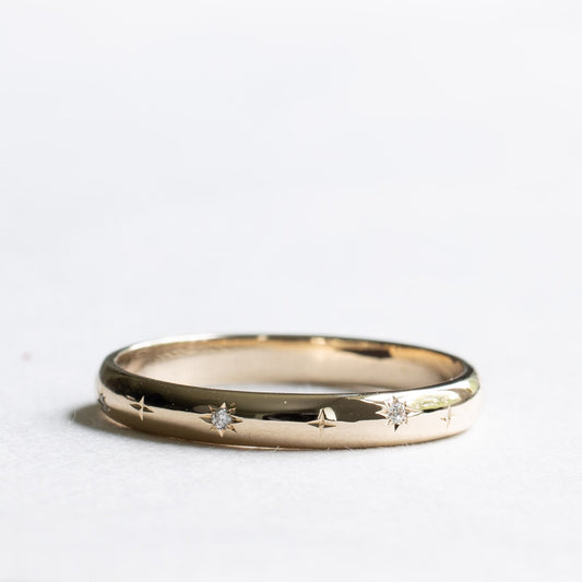 14K 3mm Starburst Diamond Band