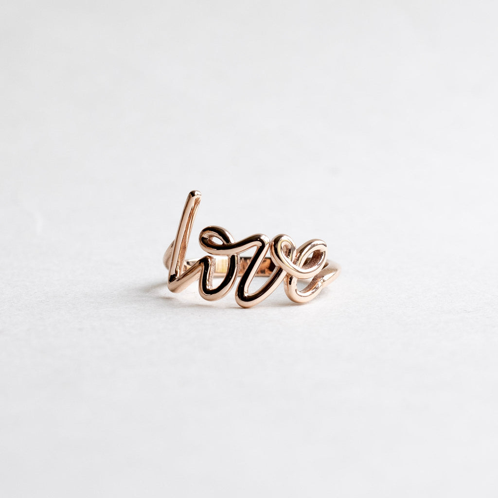 Gold Spellout Love Ring
