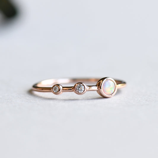 14K Opal Diamond Ring