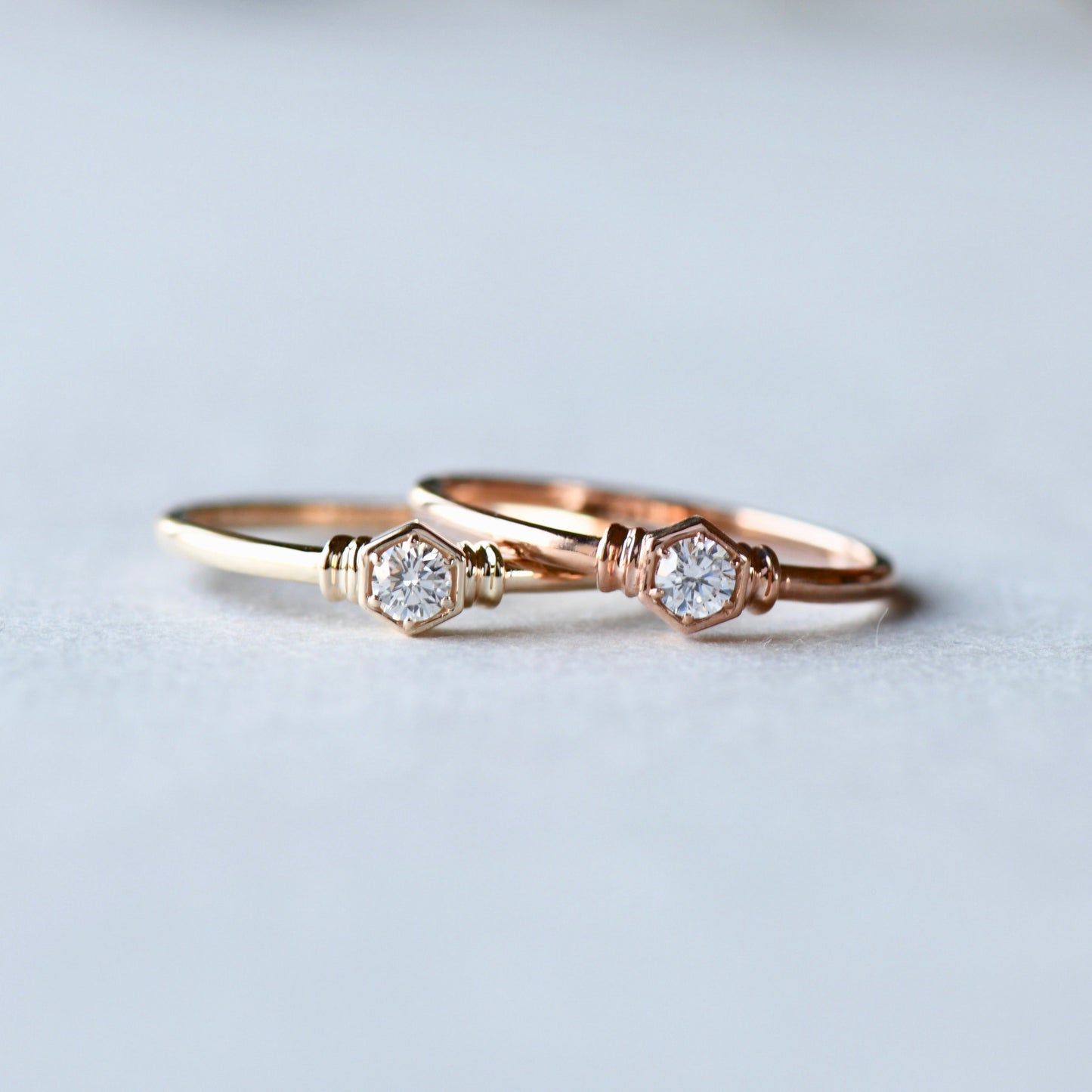 14K Rose Gold Honeycomb Diamond Ring