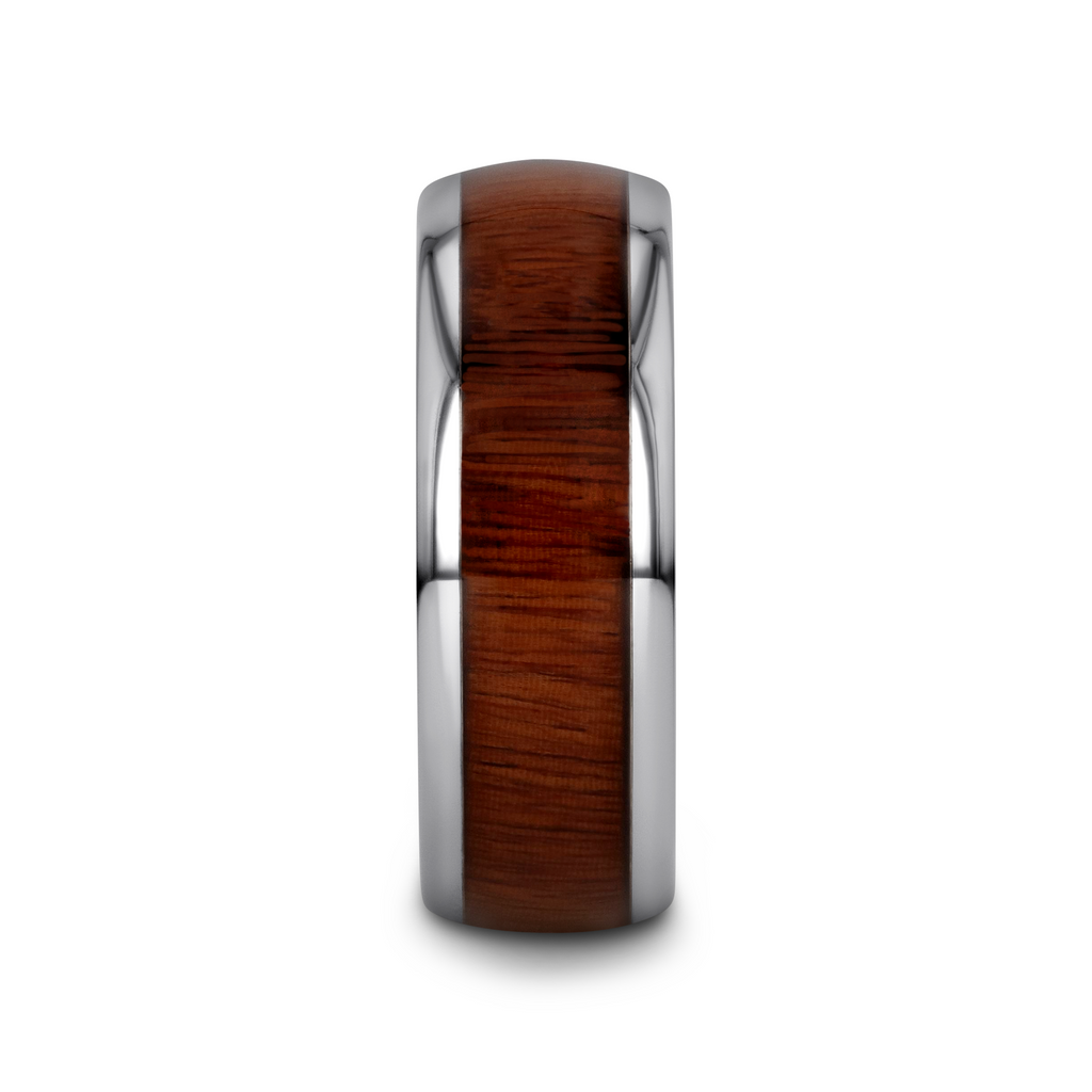 DALBERG Tungsten Carbide Rosewood Inlay Polished Finish Men’s Domed Wedding Ring - 8mm