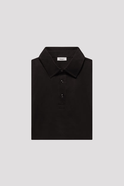 Deep Black Polo Shirt in Egyptian Cotton