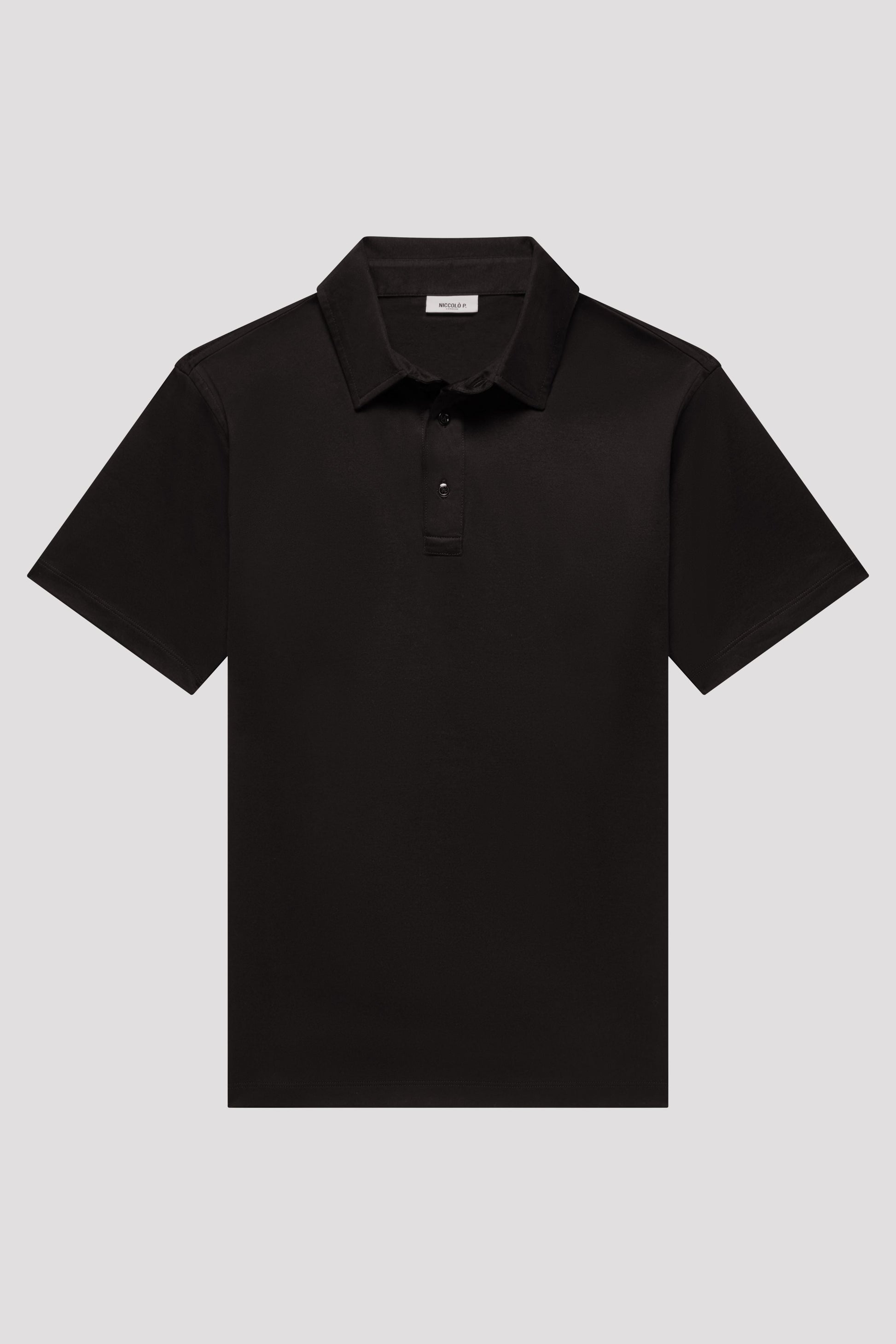 Deep Black Polo Shirt in Egyptian Cotton