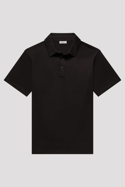 Deep Black Polo Shirt in Egyptian Cotton