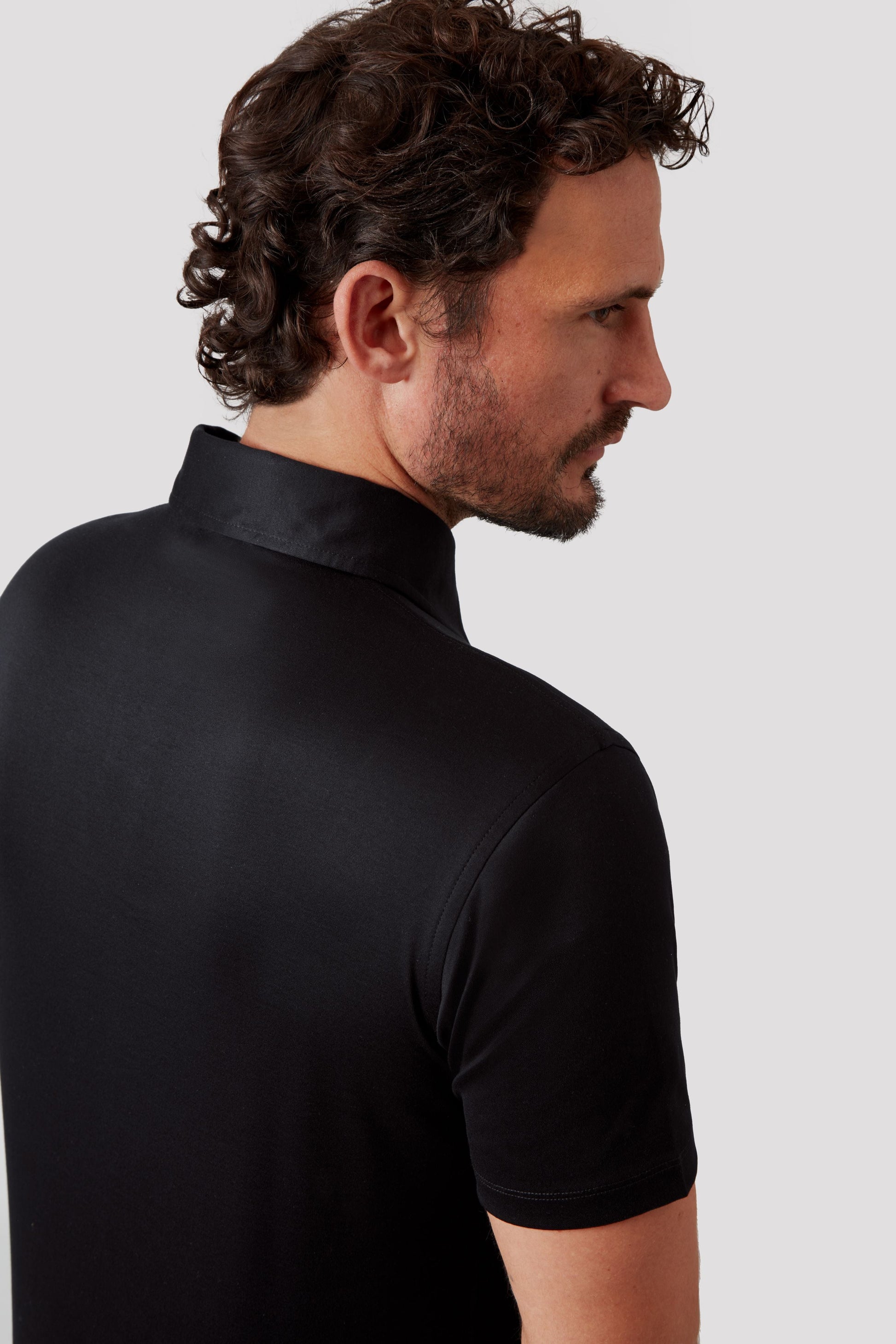 Deep Black Polo Shirt in Egyptian Cotton