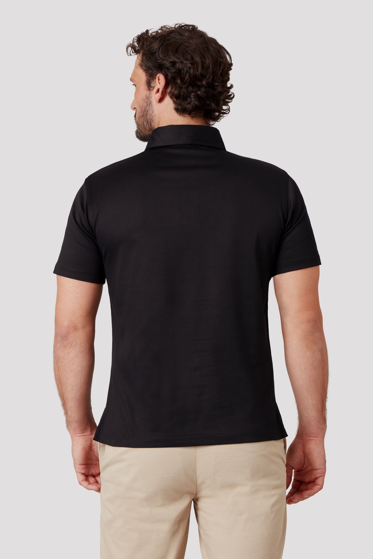 Deep Black Polo Shirt in Egyptian Cotton