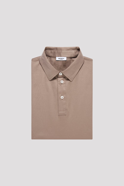 Desert Taupe Long Sleeve Polo Shirt