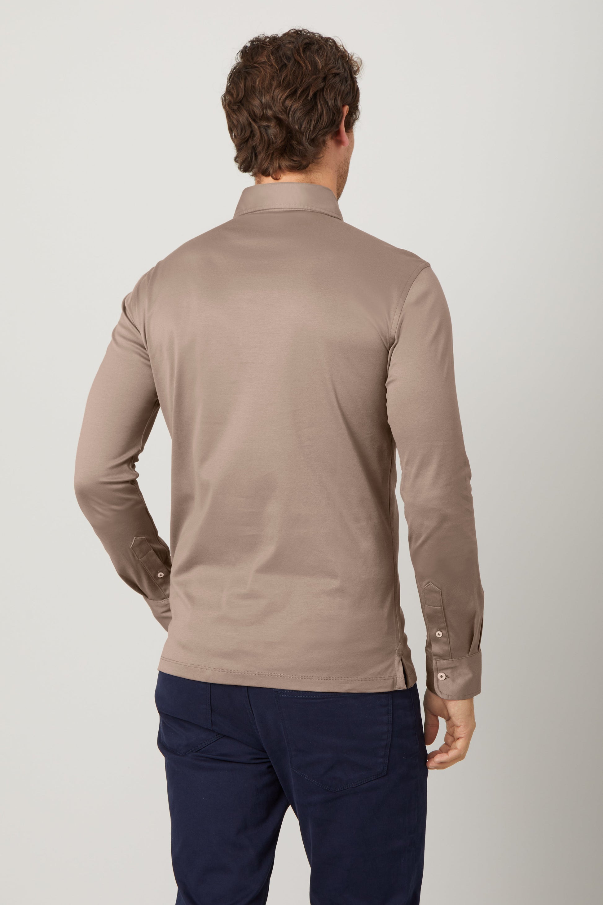 Desert Taupe Long Sleeve Polo Shirt