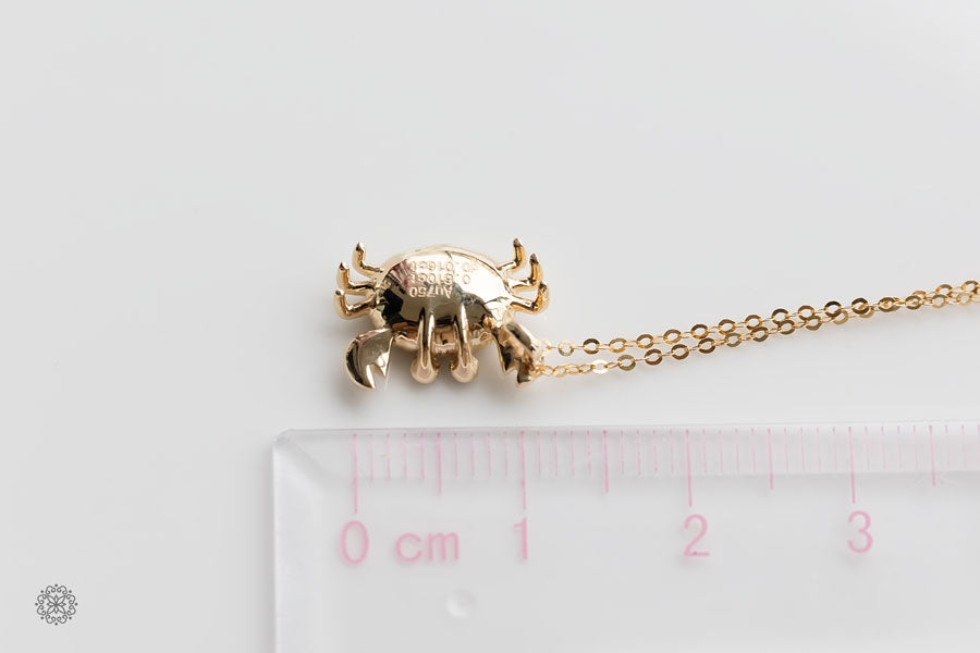 Crab Australian Opal & Diamond Eyes Pendant Necklace 14K Yellow Gold