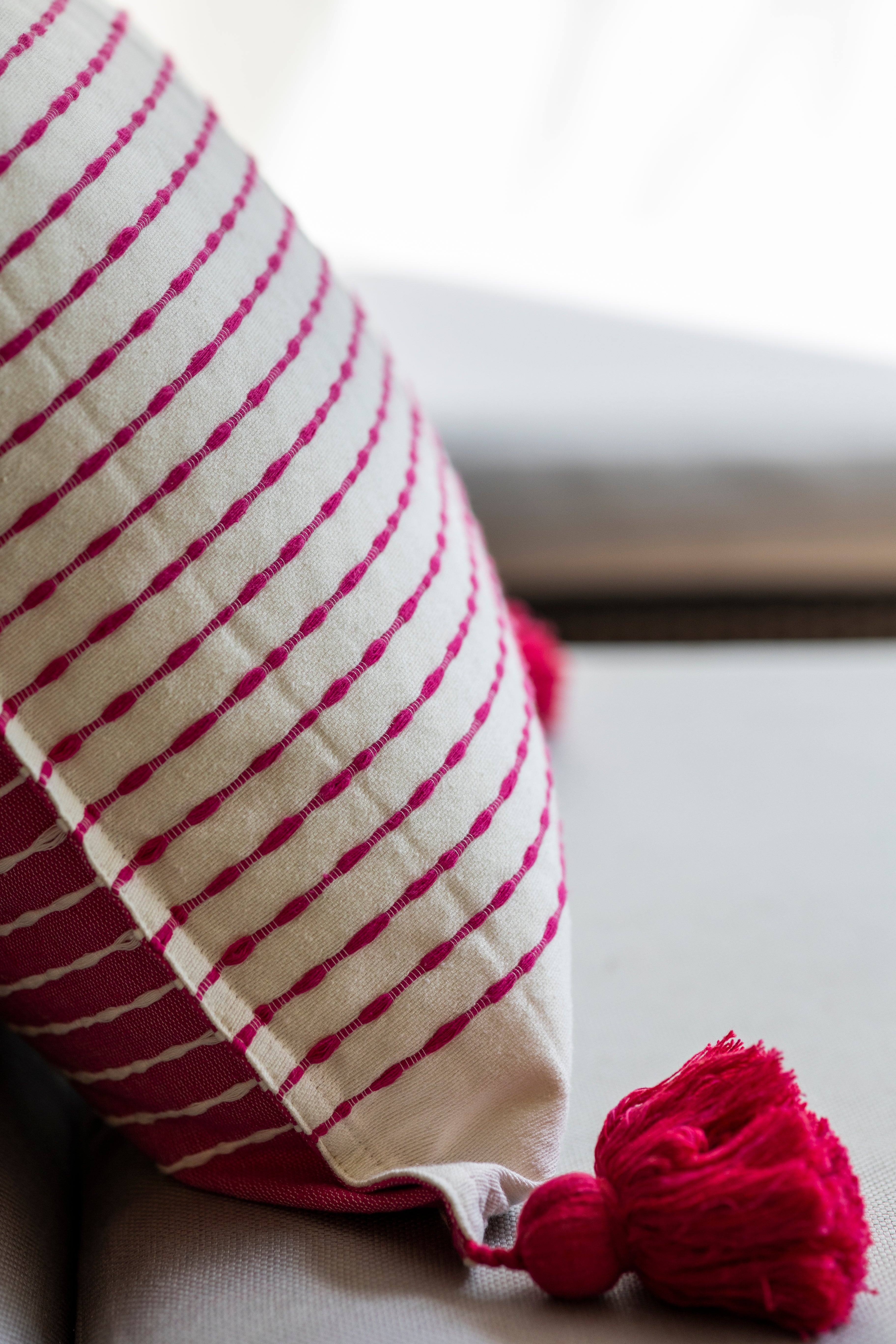 Pompom Throw Pillow Cover - Pink
