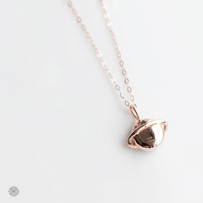 Earth Moon Design Doublet Opal & Diamond Pendant Necklace 18K Rose Gold