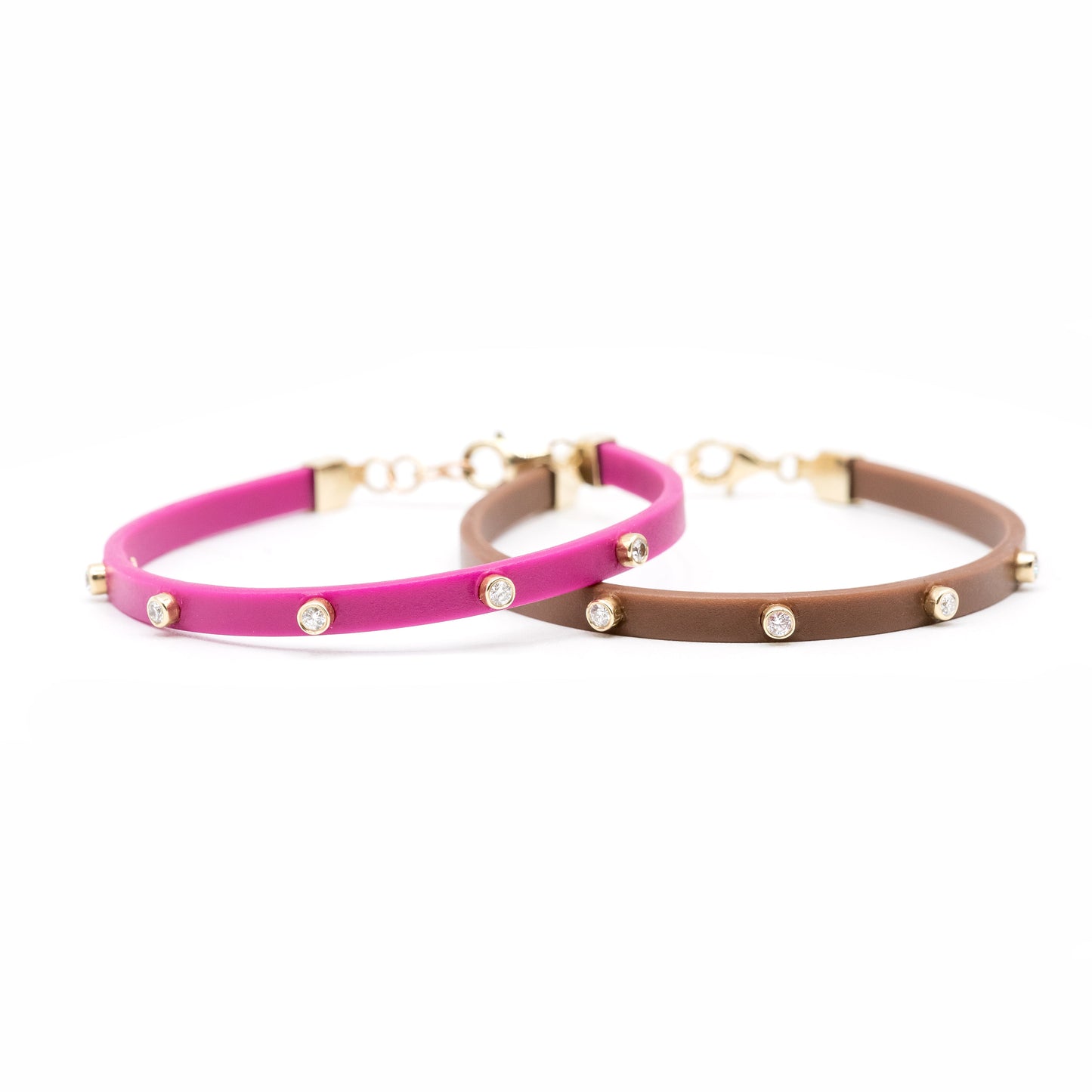 Magenta Diamond and Rubber Bracelet